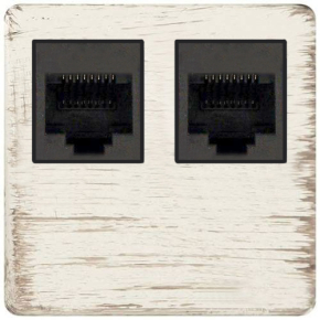Двойная интернет розетка Fede RJ-45 (White Decape, черный) Двойная интернет розетка Fede RJ-45 (White Decape, черный)