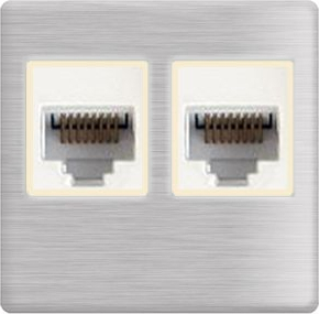 Двойная интернет розетка Fede RJ-45 (Chrome, белый) Двойная интернет розетка Fede RJ-45 (Chrome, белый)