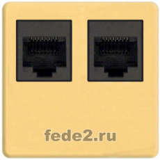 Двойная интернет розетка Fede RJ-45 (Real Gold, черный)