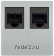 Двойная интернет розетка Fede RJ-45 (Chrome, черный)