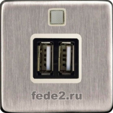 Зарядка USB двойная (Никель матовый)