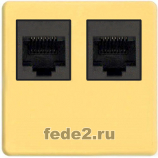 Двойная интернет розетка Fede RJ-45 (Bright Gold, черный)