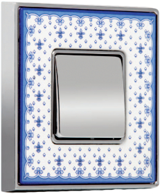 Рамки керамические FEDE Vintage Porcelain Blue Lys - блестящий хром Рамки керамические FEDE Vintage Porcelain Blue Lys - блестящий хром